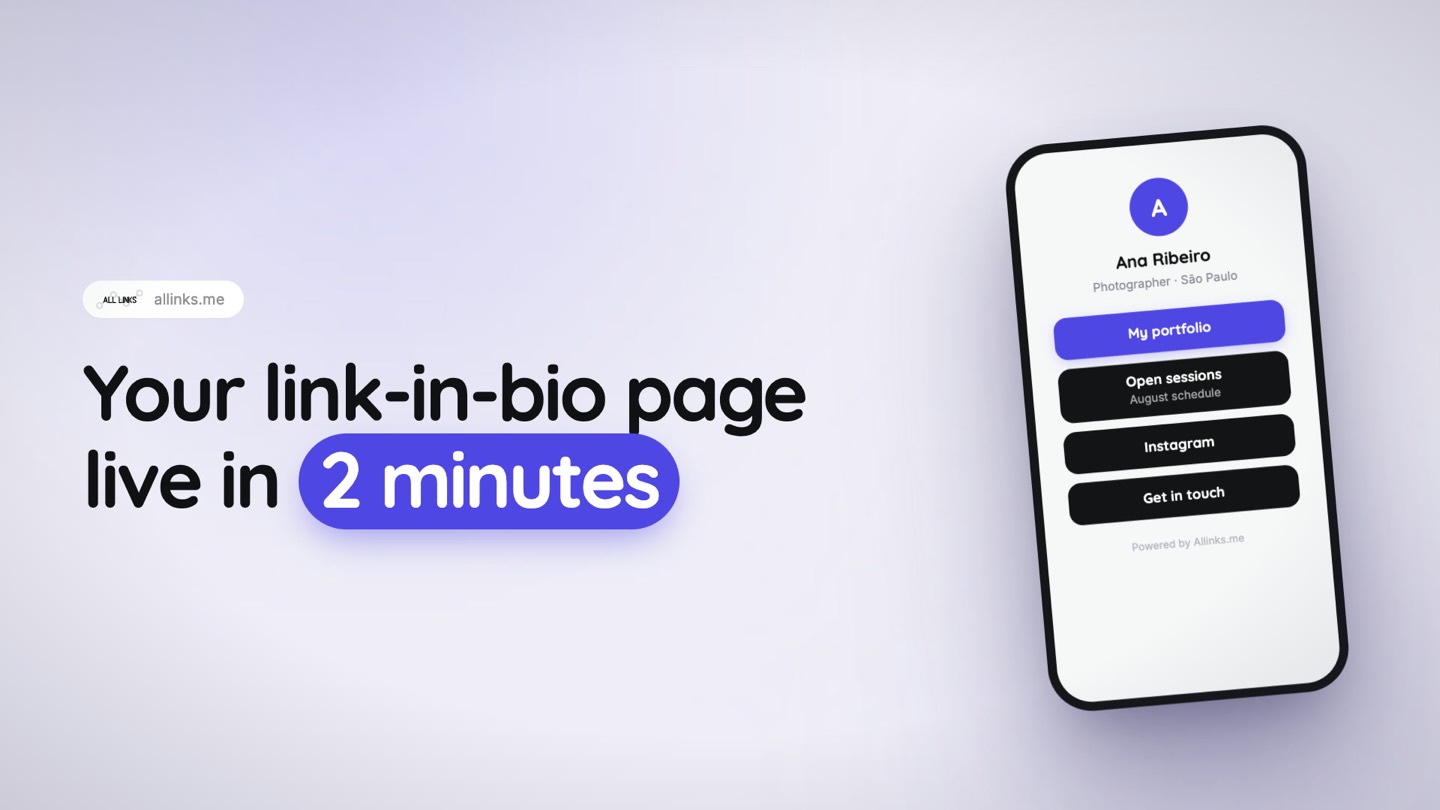 A link-in-bio page built with Allinks, shown on a phone